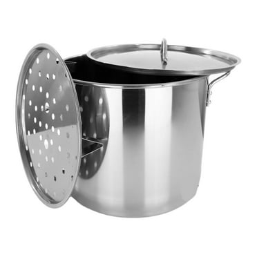 Stock Pot Stainless Steel 40QT Lid Steamer Pot Brew Vaporera Kettle Tamales New 10Ga