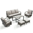 thumbnail image 3 of OPOHORO 6-Piece Outdoor Patio Furniture Set with Sofa, 2 Swivel Rocking Chairs, 2 Ottomans and Coffee Table, PE Wicker Deep Seating with Beige Cushions for Deck or Porch, 3 of 15