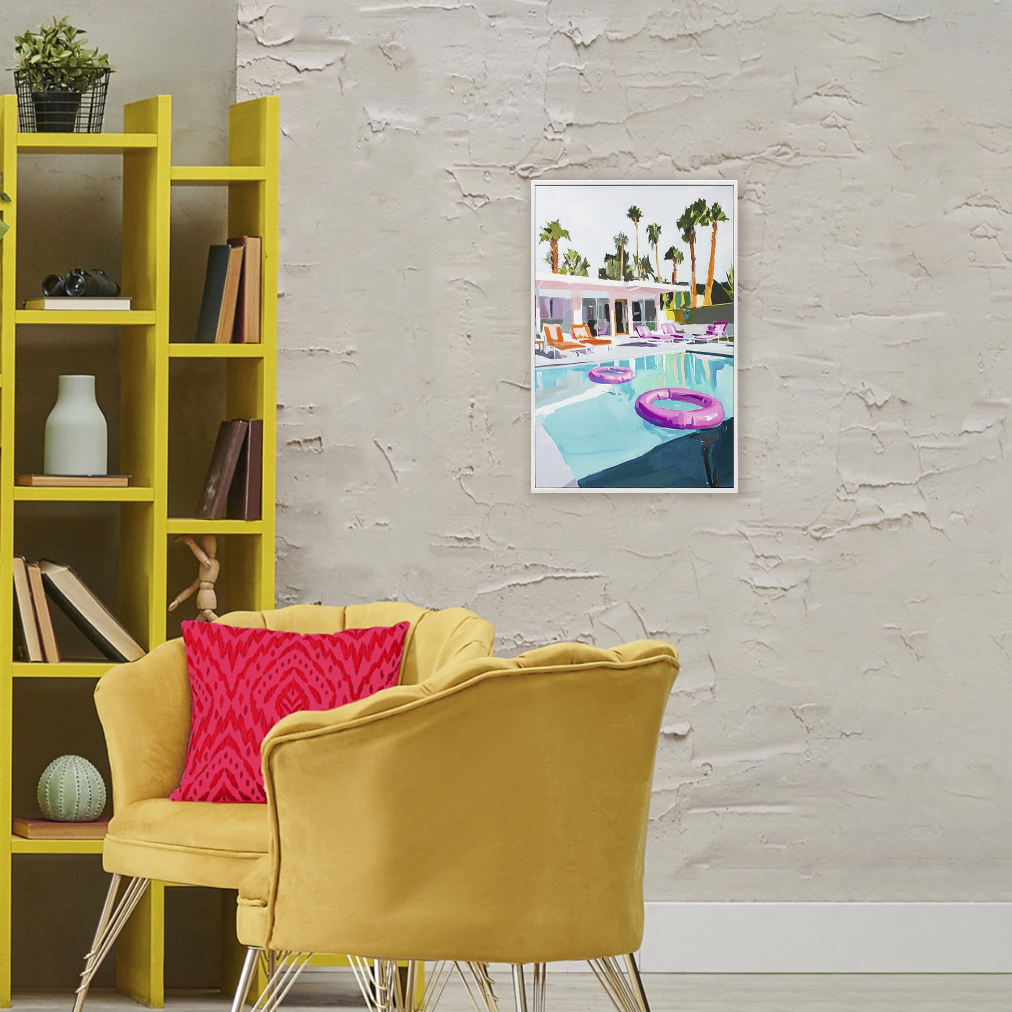 Stupell Industries Palm Springs Poolside Impression White Framed Giclee Art, design by Sisi and Seb