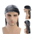 thumbnail image 2 of Skymirror Durag Cap Solid Color Ultra Soft Keep Warm Velvet Men Women Head Wrap with Long Tail for Winter, 2 of 8