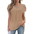 thumbnail image 2 of Plebaso Blouses à Col en V Croisé pour Femmes Manches Courtes Tunique Décontractée Hauts d'Été Amples pour Femmes, 2 of 7