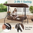 thumbnail image 2 of MCombo 3-Seat Outdoor Patio Swing Chair Cushioned with Adjustable Backrest and Canopy, Pillow, Brown, 2 of 9