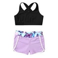 thumbnail image 3 of Manyakai Kids Girls 2Pcs Sports Workout Swimming Outfits Criss Cross Back Tank Top with Athletic Butterfly 10, 3 of 7