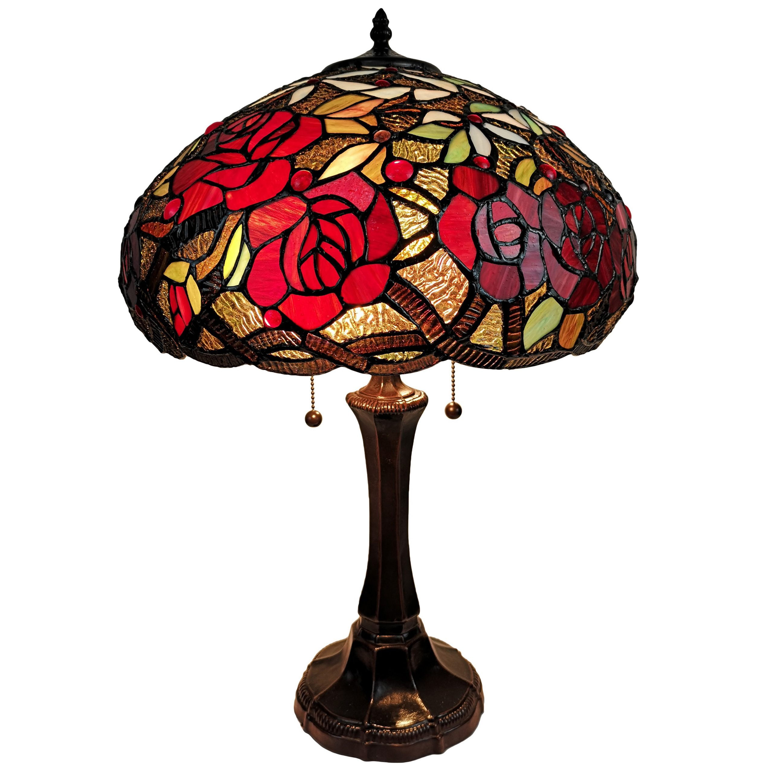 Tiffany Style 2 Light Roses Table Lamp 24" Tall