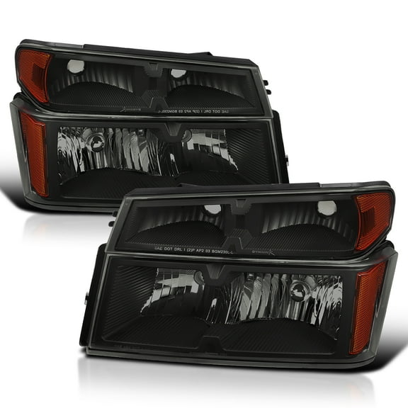 Spec-D Tuning Black Smoke Headlights Compatible with 2004-2012 Chevy Colorado, GMC Canyon, 2006-2008 ISUZU I-Series Left   Right Assembly