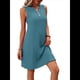 thumbnail image 2 of Vestido Holgado e Informal para Mujer, Corte A, Sin Mangas, Cuello en V, Elegante, Color Liso, para Verano 2025. Azul XL, 2 of 9