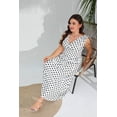 thumbnail image 4 of AURA Plus Size Polka Dot V Neck Maxi Dress Sleeveless Stretch Pleated Elegant 1XL 2XL 3XL 4XL, 4 of 10