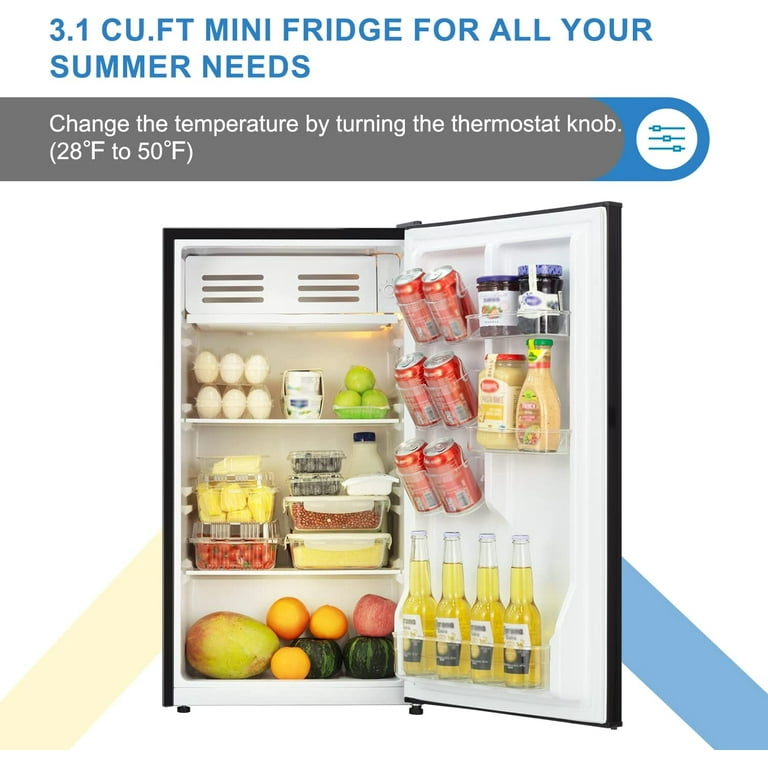 Frestec 1.6 Cu.Ft Mini Fridge with Freezer, Compact Refrigerator, Energy Efficient for Office, Apartment, Dorm, Bedroom