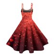 thumbnail image 4 of LWavelet 2026 Valentine's Trendy Cute Core Dress, Spaghetti Strap Heart Print Fitted Waist Flared Sundress Vermilion S, 4 of 4