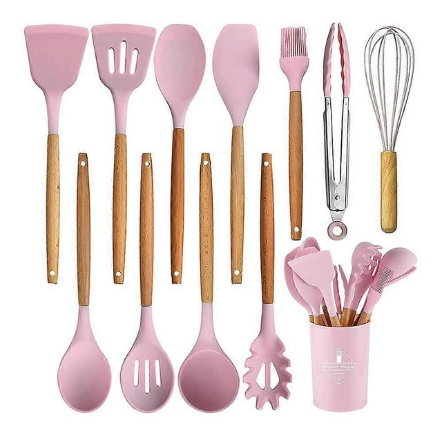 Master Chef's Choice: Reinforced Silicone Utensil Set, Non-Melting Tools for Non-Stick Cookware, Wooden Handles, Heat Resistant up to 446°F (230°C)