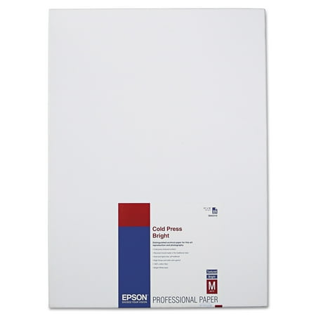 Epson Cold Press Bright Fine Art Paper, 13 x 19, Bright White, 25 Sheets