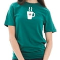 thumbnail image 3 of Big Size Happy Coffee Cup Graphic Design Short Sleeve Cotton Jersey T-Shirt - Teal XL, 3 of 4