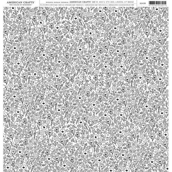 American Crafts Patterned Single-Sided Cardstock 12"X12"-Floral