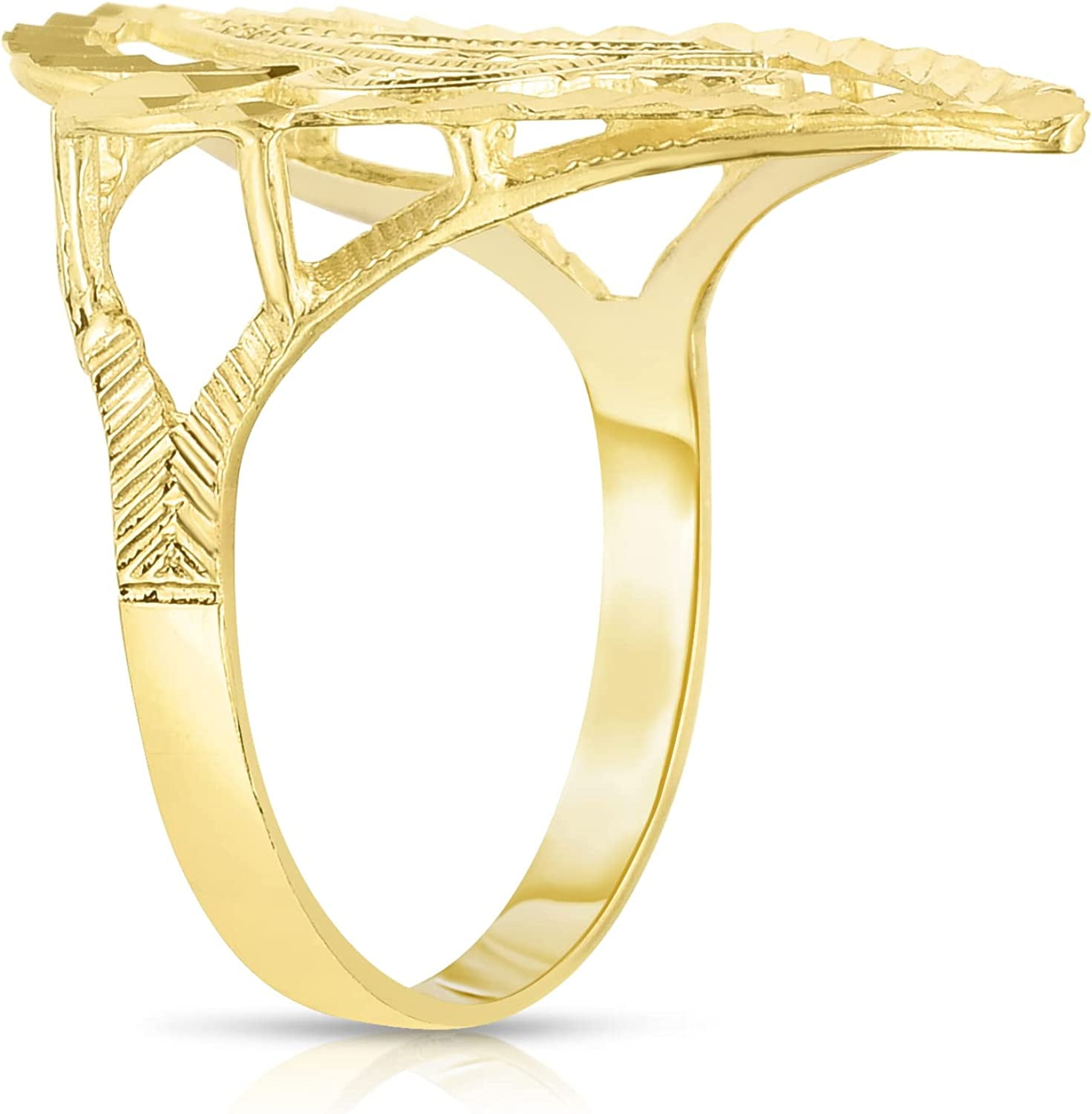Floreo 10k Yellow Gold A-Z Cursive Letter and Heart Initial Ring, Small Heart (0.7")
