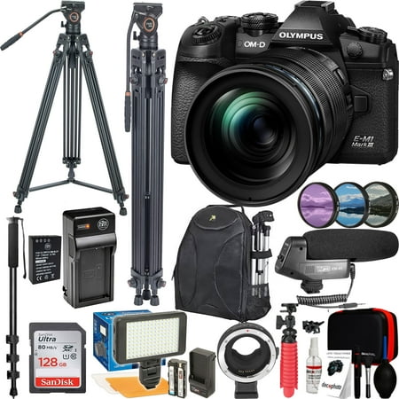 Olympus OM-D E-M1 Mark III Mirrorless Digital Camera with 12-40mm Lens with Lens Adapter | Tripod | Monopod | Microphone & More Supreme Bundle