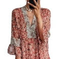 thumbnail image 3 of FASHIONWT Women Plus Size Print 3/4 Sleeve V-Neck Butterfly Sleeve Knee Length Dress, 3 of 4