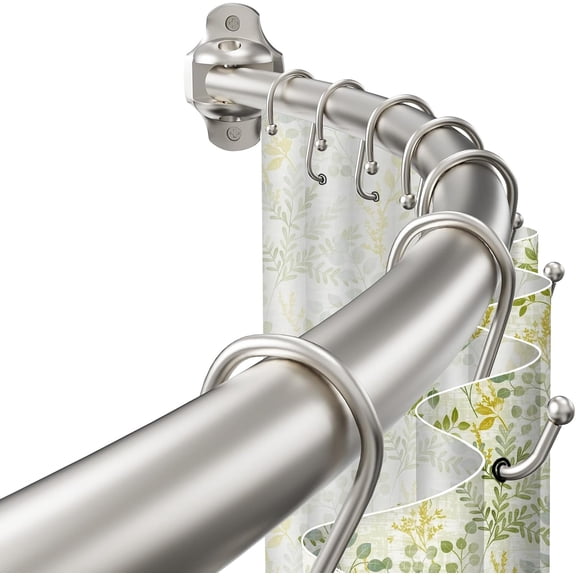 Curved Shower Curtain Rod, Rust Resistant, Adjustable Length 42-73 inches for Shower, Bathroom, Hole Punch Required.
