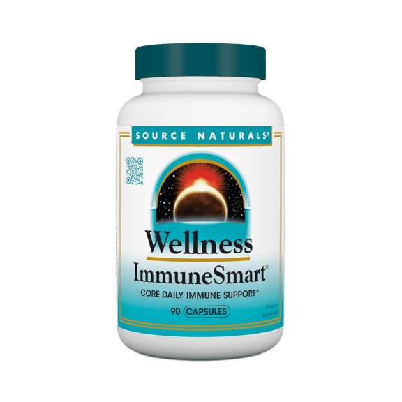 Source Naturals Wellness ImmuneSmart - for Core Daily Immune Support*, with Vitamins A, C, and D, Zinc, Elderberry, Echinacea, Andrographis, Turkey Tail and Garlic - 90 Capsules