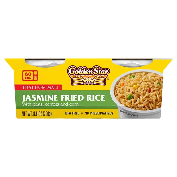 Golden Star Jasmine Fried Rice, Ready to Heat Microwaveable Cups, 4.4 oz 2-Pack