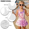 thumbnail image 6 of FUIALDOLG Pink Flower and Axolotl Swimwear Little Girl's One Piece Swimsuit with Skirt Child Sleeveless A-line Swim Dress Teens Beach Outfits for Pool Party,10-11Y, 6 of 7