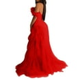 thumbnail image 5 of Oplxuo Women's Sexy Strapless Tulle Maxi Dress with Slit, Mesh See Through Corset Tube Sheer Cocktail Party Dresses, 5 of 6
