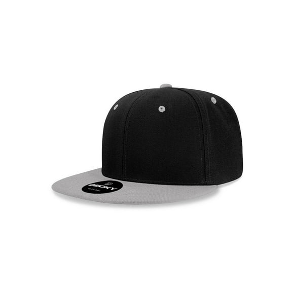 Decky 7011 Youth 6 Panel High Profile Structured Acrylic/Polyester Snapback Hat-Black/Grey