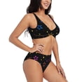 thumbnail image 6 of PAYOHTO Women's Cross Front Bikini Set with High Elasticity Soft Padding Bright Colorful Stars Black Bathing Suit Crop Top Swimsuit, 6 of 9