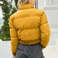 thumbnail image 5 of Black and Friday Clothing Sales Idoravan Women's Quilted Puffer Coat,Woman Short Long Sleeve Stand Collar Warm Casual Bread Down Jacket Yellow L, 5 of 8