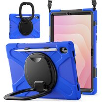 For Samsung Galaxy Tab S11 11 inch SM-X620/SM-X620 Case, 360 Rotatable Handle Stand, Shoulder Strap, Drop-Proof Design, Blue
