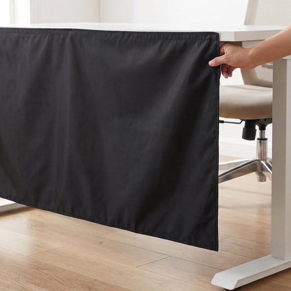 LITINKIMI Black Under Desk Cable Cover Panel with Privacy Shield and Easy Adhesive Mount for Work Desk