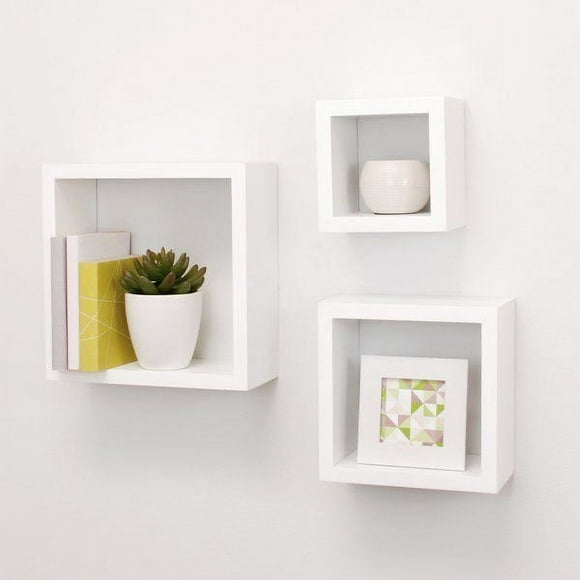 Repisas Flotantes Cuadradas Minimalistas Blanco