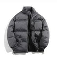 thumbnail image 5 of GrmtClth Down Jacket Men Quilted Thermal Full Zip Up Puffer Jacket Hombre Stand Collar Long Sleeve Bubble Coat Dark Gray S, 5 of 5