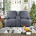 thumbnail image 6 of TAOCOCO Loveseat Recliner Couch Cover for Double Recliner with Console  100% Water Resistant Split Solid Reclining Sofa Slipcover, Gray, 6 of 10