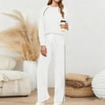 thumbnail image 7 of 2 Piece Fall Outfits Womens Sweatsuits Loose Lounge Casual Long Sleeve Top and Wide Leg Pant Sets with Pockets (2XL, White), 7 of 7