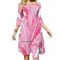 thumbnail image 1 of Motif Feuilles de Bananier Roses Tropicales sur Fond Blanc Robe Évasée Col Carré Robe Élégante Mode Féminine Imprimée Papier Peint Rose, 1 of 4