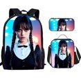 thumbnail image 1 of Wednesday Addams Backpack Three-piece Set Student School Bag Canvas Bag V, 1 of 4