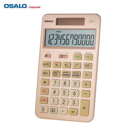 OSALO Desktop Calculator Tax Function Counter 12-Digits Solar & Battery Dual Power with Large LCD Display for Business Accounting Office School (Best Sales Tax Calculator App)