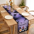 thumbnail image 3 of Black Purple Halloween Table Runner - 60 Inch Long, Kitchen Dining Table Runner Dresser Scarves, Horror Gnomes Pumpkin Black Cat Farmhouse Decor for Coffee Tables Wedding Party Banquet, 3 of 8