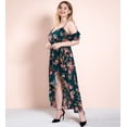 thumbnail image 4 of Women Plus Size High Waist Boho Floral Cold Shoulder Split Maxi Dress, 4 of 8