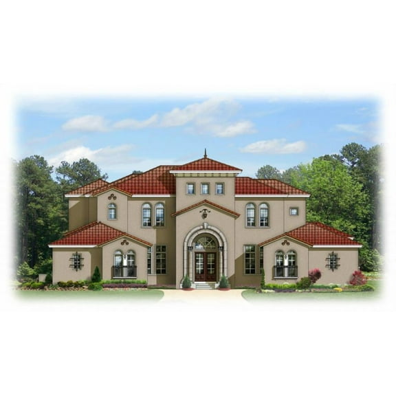 556-5024: Southwestern Mediterranean 4 Bed, 5 Bath Luxury Home Plan, 5024 Sq Ft: Full Blueprints with License to Build by Home Plan Marketplace - Lesuto