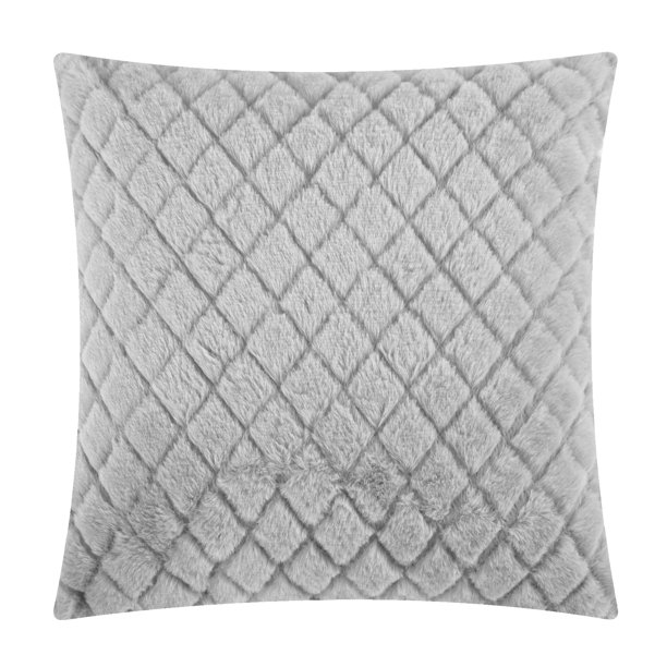 Mainstays Cut Faux Fur Throw Pillow, 18" x 18", Grey