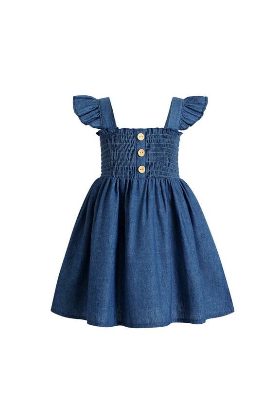 Toddler Girl Summer Dress Ruffle Sleeveless Button Down Dress for Little Girl Dress Summer Beach Casual A-line Sundress