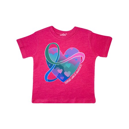 

Inktastic Thyroid Cancer Awareness Pink Teal Blue Ribbon Around Heart Gift Toddler Boy or Toddler Girl T-Shirt