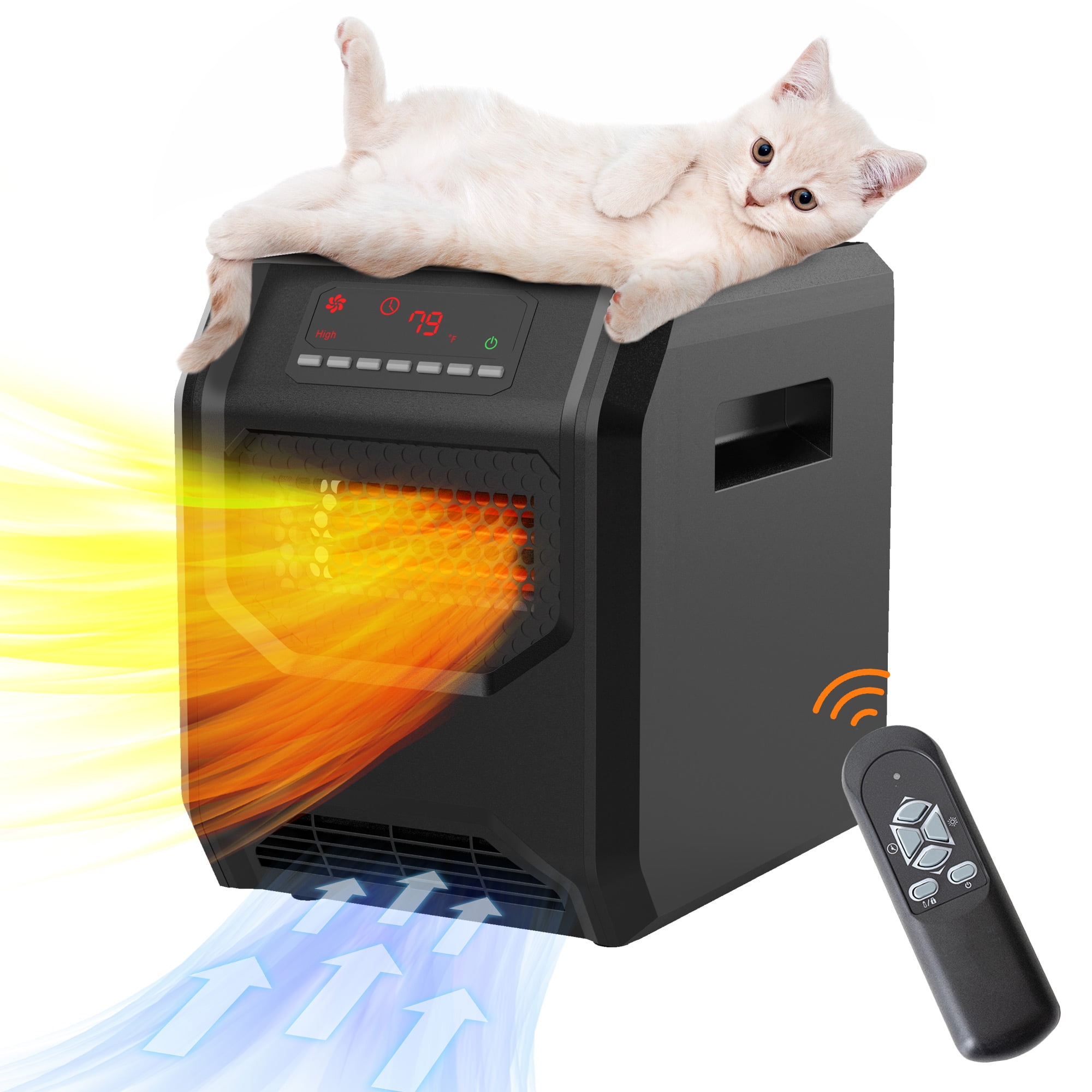 Electric Heater Portable, 12'' Small Space Heater for Inside, 1500W Electric Infrared Heater