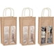 thumbnail image 1 of Paquete de 3 bolsas de yute para botellas de vino, tipo bolsa de regalo, con 2 ventanas transparentes y asa., 1 of 9