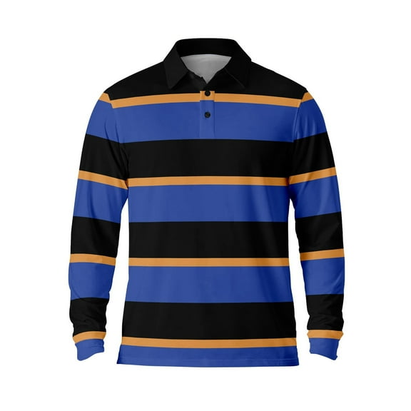 Polo T Shirts for Men Button Down Striped Casual Collared Long Sleeve Tops Fall Loose Fit Comfy Breathable Mens Dress Shirts
