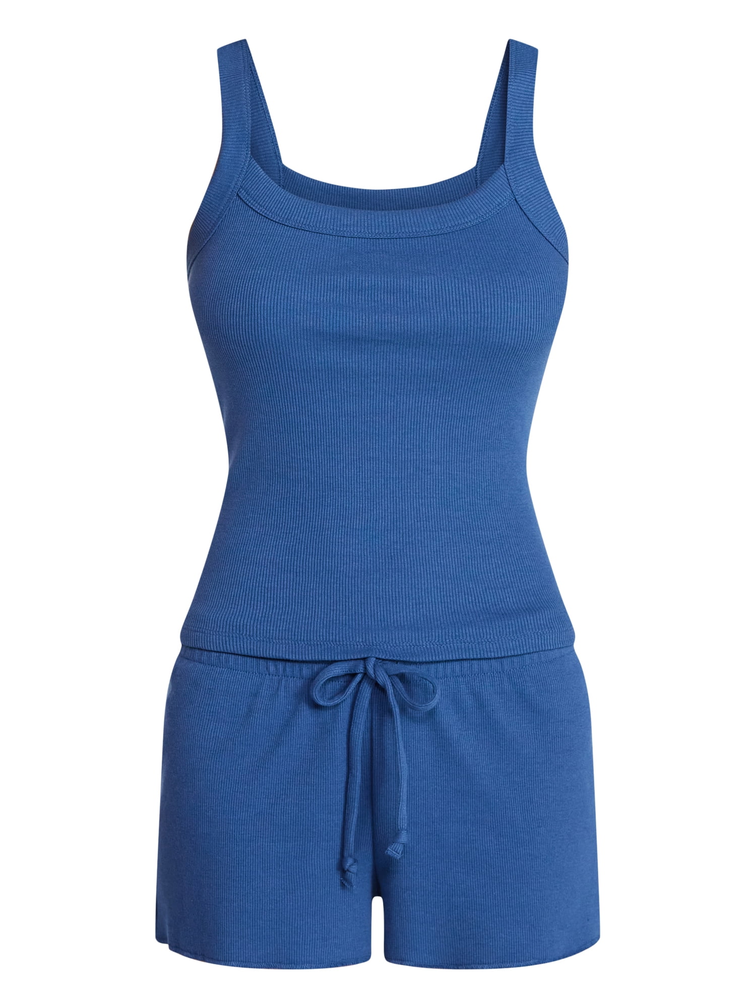 No Boundaries Sleep Ribbed Tank and Shorts Set, 2-Piece, Women’s XXS-3X