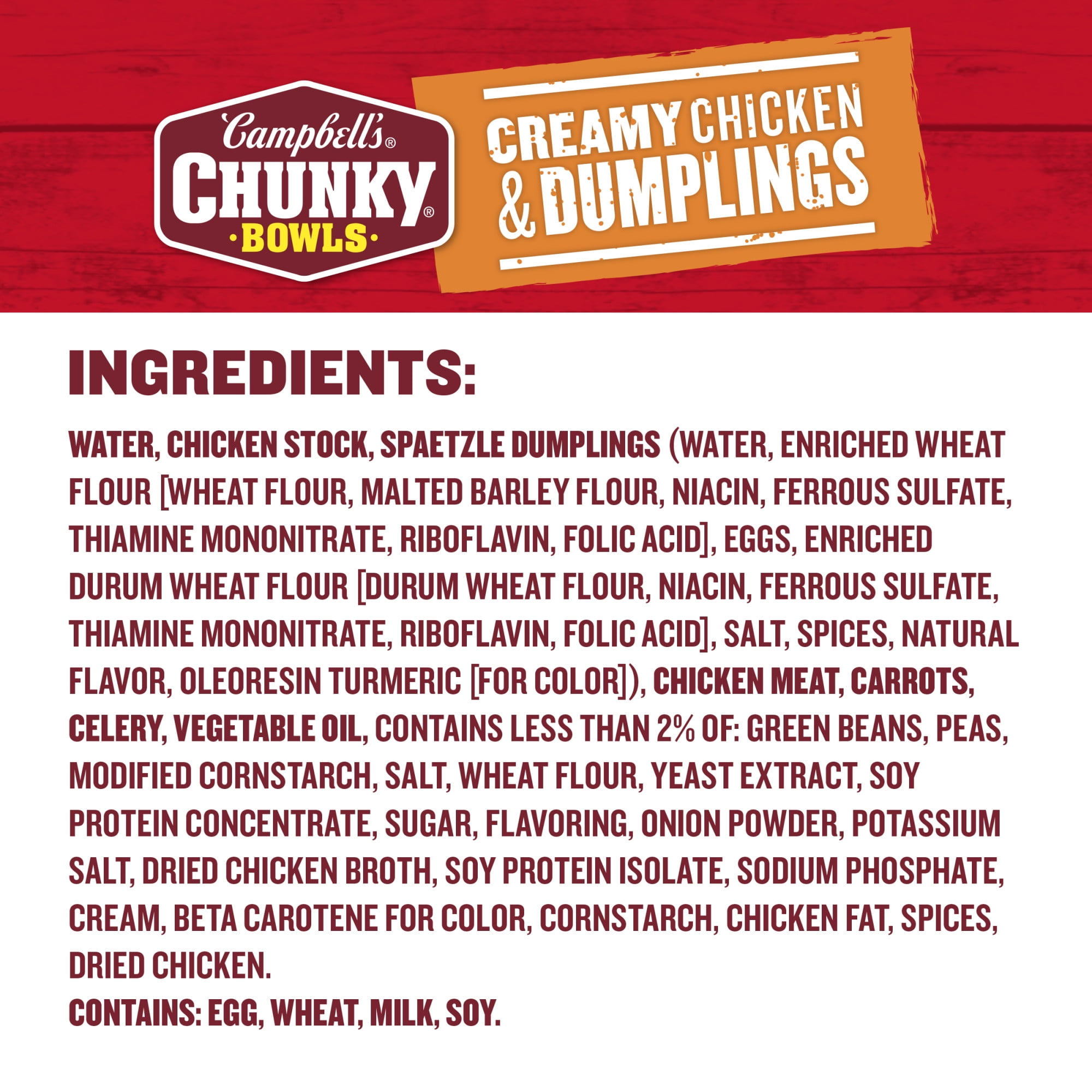 (8 pack) Campbell’s Chunky Creamy Chicken and Dumplings Soup, 15.25 oz Bowl