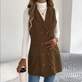 thumbnail image 6 of Corduroy Vest for Women Button Down Sleeveless Jacket Fall Winter Lapel Casual Outerwear Long Tunic Fashion Coat, 6 of 7