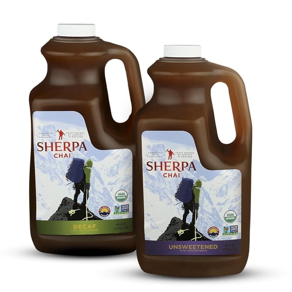 Sherpa Chai Tea Concentrate - Flavours: Unsweetened & Decaf - Hand Crafted Black Tea Concentrate - Authentic Chai Recipe Brewed by Nepali Sherpas